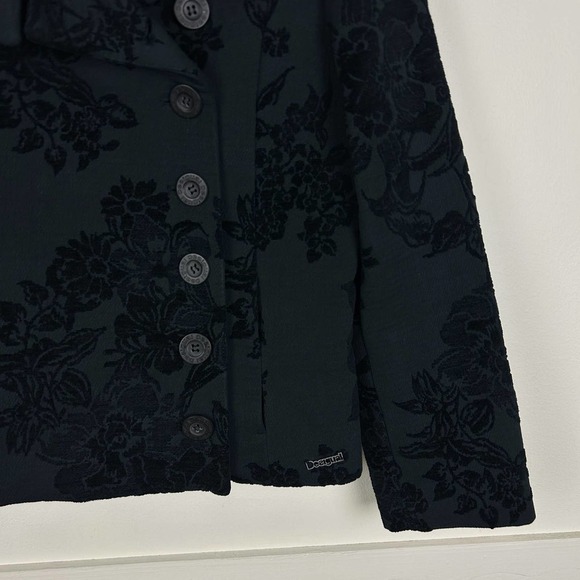 Desigual Baroque Black Button Front Blazer Jacket L - Picture 5 of 5